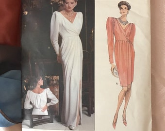 Vogue Paris Original Sewing Pattern, Cocktail Dress, Draped, Deep V, Dead Stock, Vintage 80s 90s Ungaro, Size 10