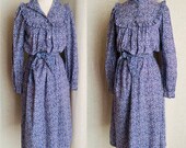 Vintage Laura Ashley Dress, Floral Cotton, Prairie, Side Pockets, Edwardian Hipster Grunge, Size 10 US 12 UK