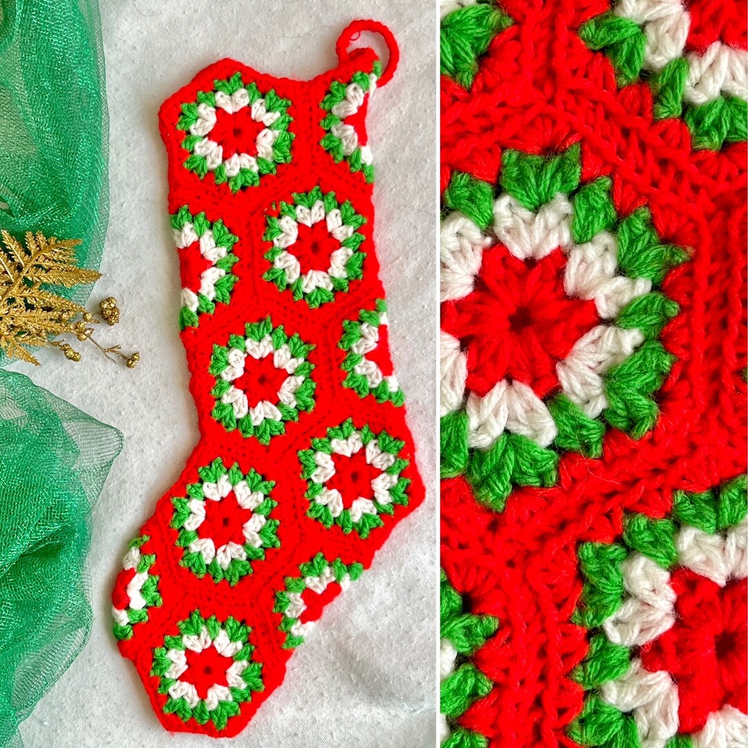 Christmas stocking made with granny squares