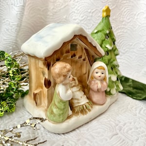 Musical Nativity, Ceramic Pottery Creche, Candle Holder, Vintage Holiday Decor image 6