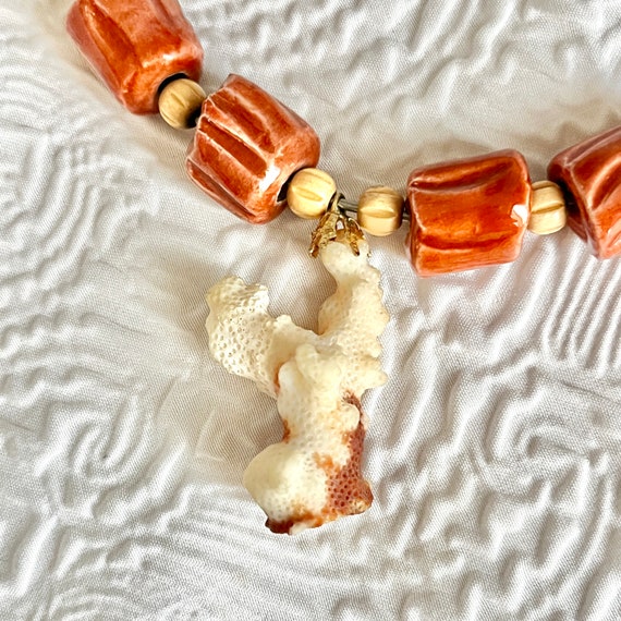 Natural Coral Sea Shell Necklace, Statement Jewel… - image 5
