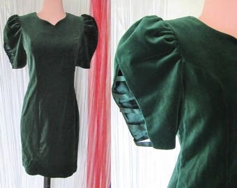 Vintage Sheath Dress, Cut Out Sleeves, Green Velvet, Sweetheart, Hourglass Sheath Wiggle Vintage 80s 90s