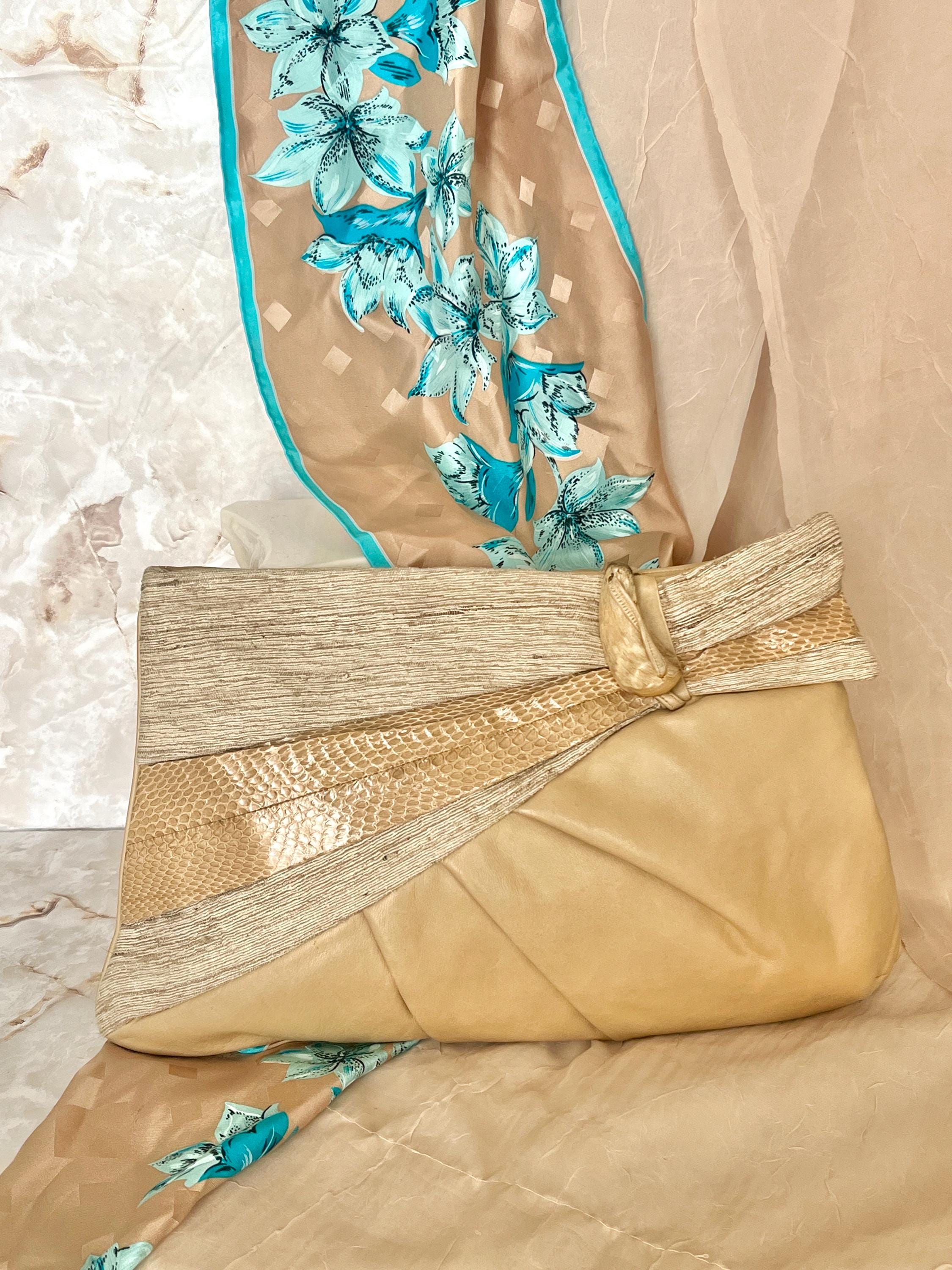 Vintage Morris Moskowitz Leather Clutch: Brutalist Bone & Reptile