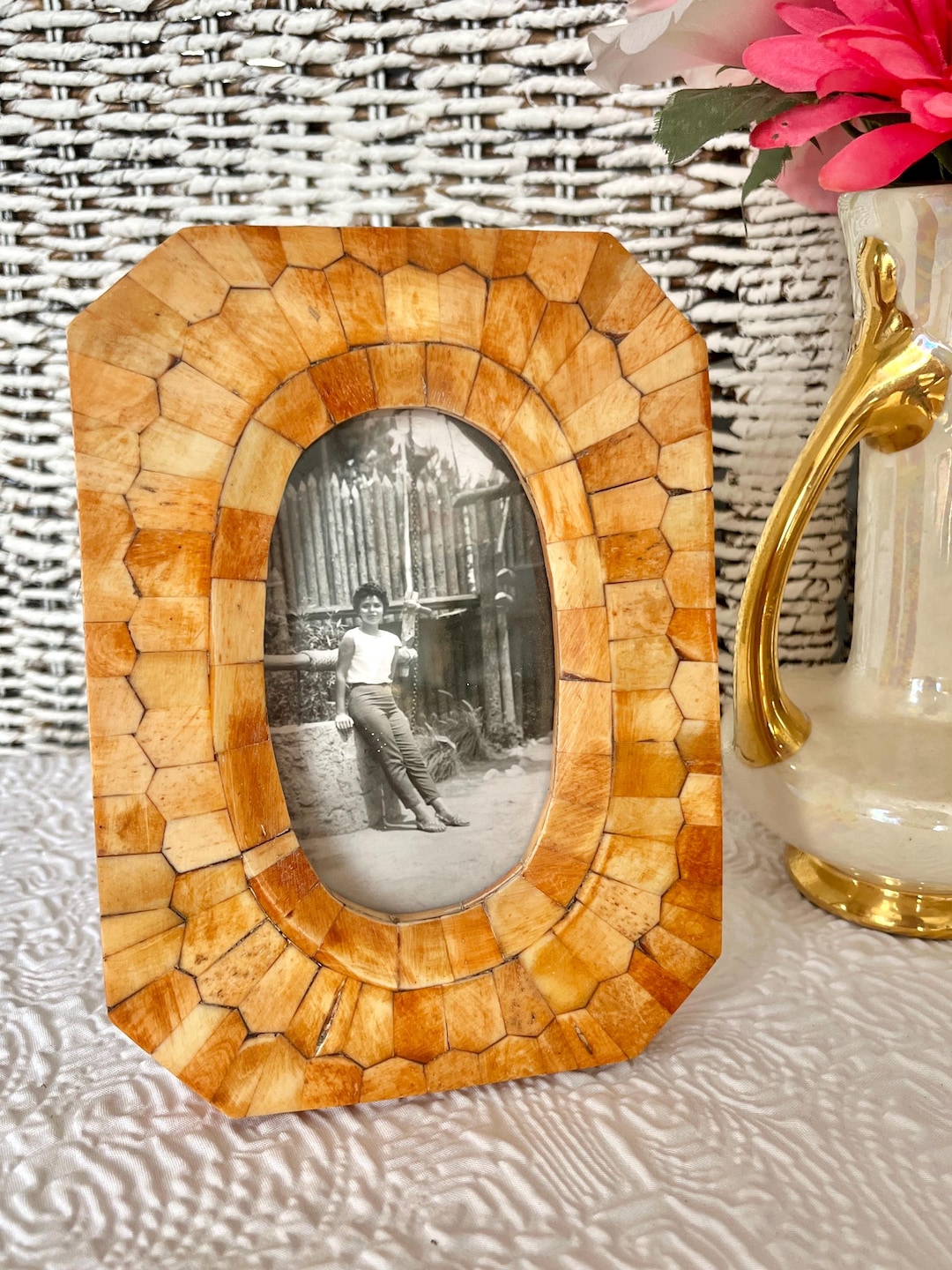 Timber Inlay Photo Frame Wood Mosaic Photo Frame, Inlay Inlaid Wood Design, Boho Style Decor ...