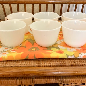 Vintage Coffee Cups, White Pyrex Corning, Tea, Mid Century, Set 6 image 1