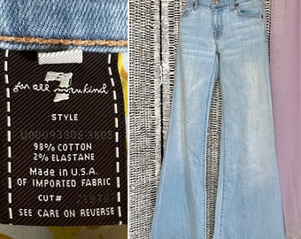 Wide Leg Flare Jeans, Seven 7 for All Mankind, Low Rise, Light Wash, Vintage 90s 00s