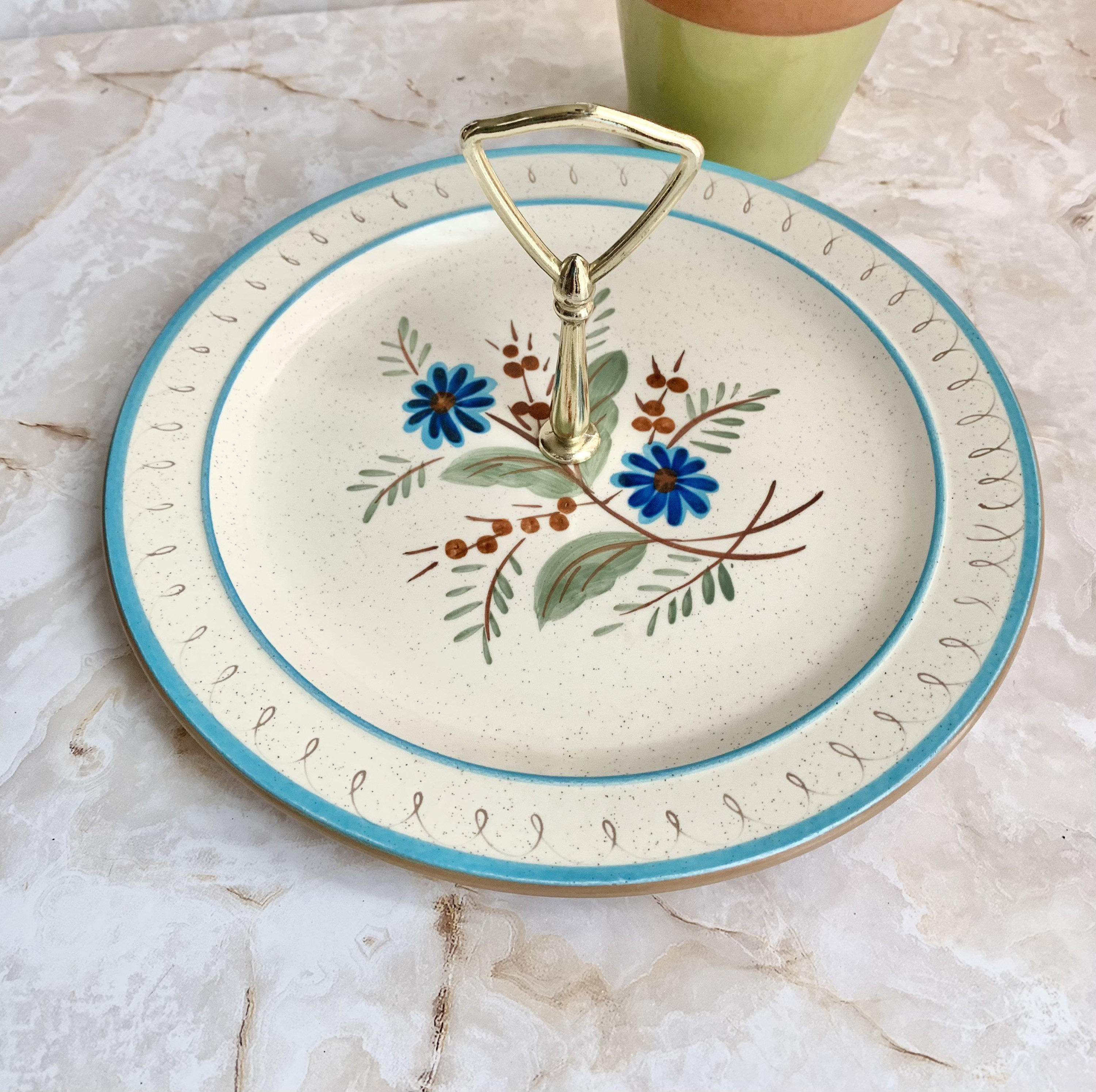 Vintage Stengl Floral Jewelry Stand: Mid-century Dresser/serving 