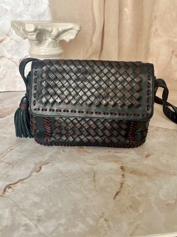 Sharif Woven Leather Purse, Tassel Fob, Cross Body