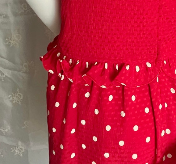 Red Silk Valentino Dress, Embossed Silk, Ruffled,… - image 4