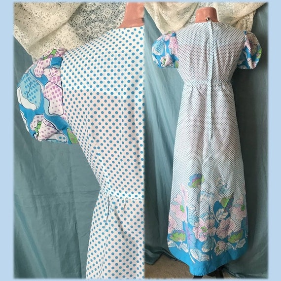 Flower Power Mod Maxi Dress, Dots, Full Length Em… - image 3