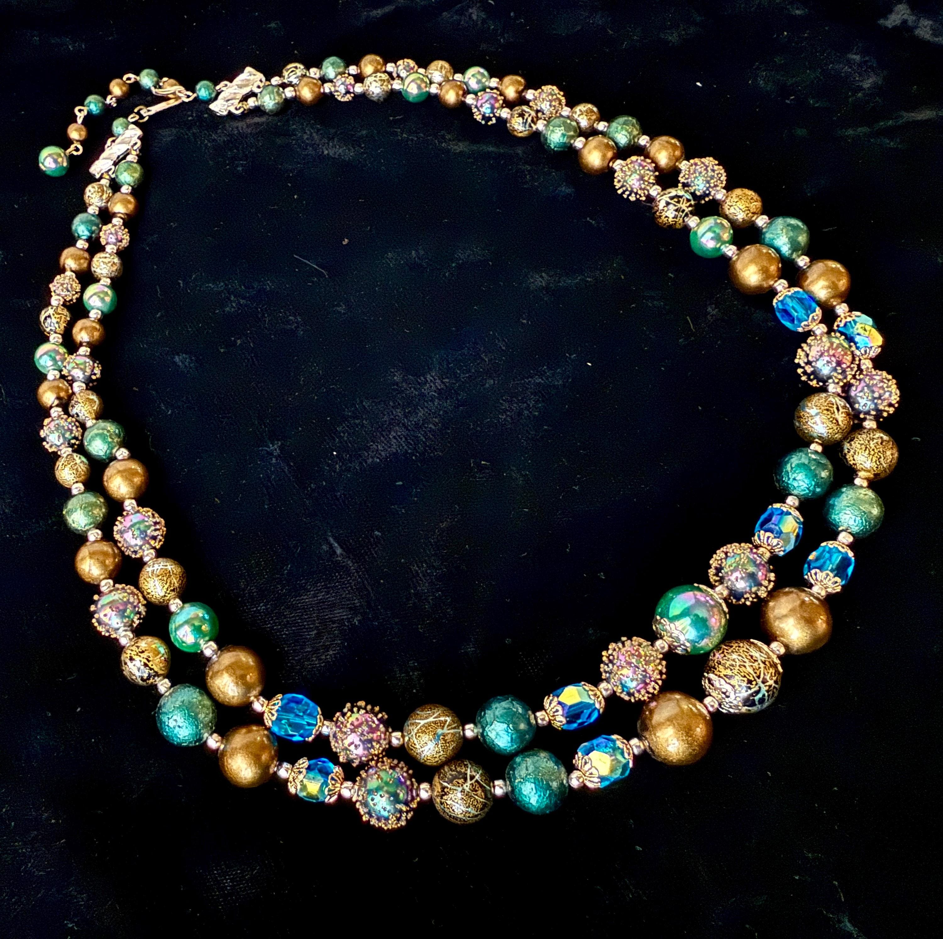 COOLSTEELANDBEYOND Nero Oro Cascata Multi Strati Lunga Metallo Palla Catena Statement Dichiarazione Pendente Collana, Unico Hipster