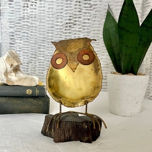 Brutalist Metal Art, Owl Sculpture, 70s Owl Art, Metal Owl Sculpture, Vintage Mid Century Home Decor Sculptural image 1