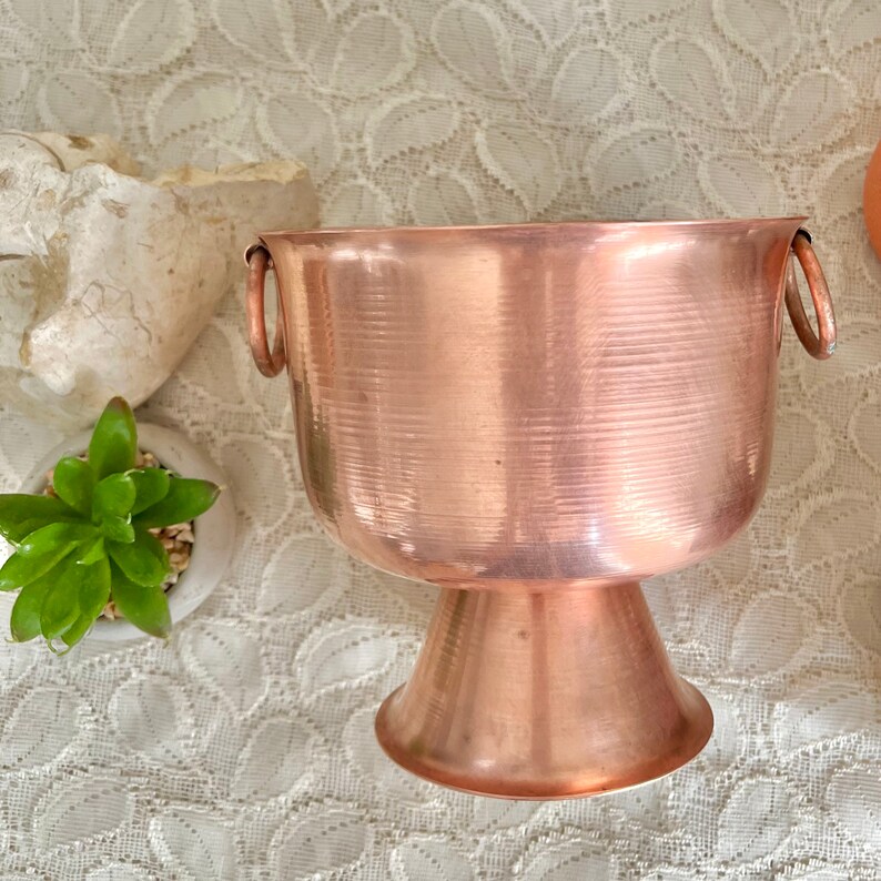 Vintage Copper Planter, Pedestal Urn, Country Home Decor image 3
