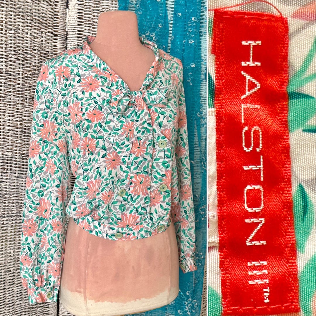 70’s Red Woven Pussy Bow Belted Blouson Dress by Halston III main image 1