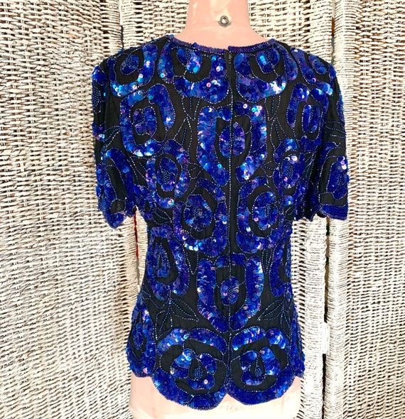 FABULOUS Sequin Top, Beaded, All Over Beads Sequi… - image 4