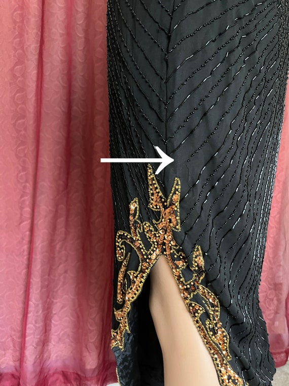 GLITZY Sequin Beaded Dress, Ornate, Sheer Sleeves… - image 6