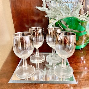 Vintage Wine Glasses, Dorothy Thorpe, Silver Trim, Mid Century Barware Drinkware Glasses, Vintage 60s