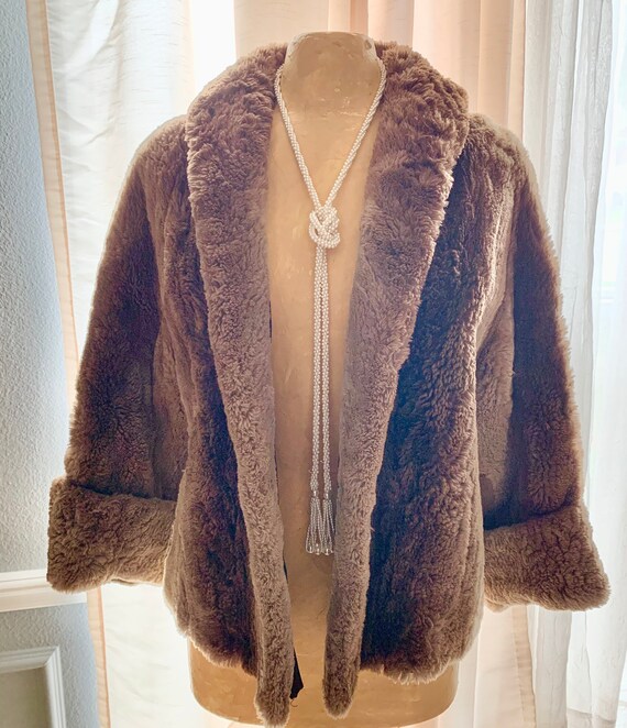 Vegan Faux Fur Jacket, 40s 50s Vintage, Short Coat, Swing, Pin Up, Rockabilly