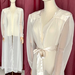 Lacy Sheer Robe, Caftan Kimono, Peignoir, Vintage Lingerie, Boudoir image 2