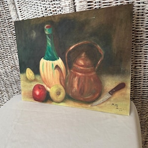 Vintage Oil Painting, Still Life, Artist Signed, Mid Century Art, OOAK Wall Decor, Not Framed