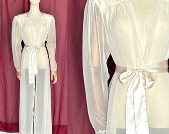 Lacy Sheer Robe, Caftan Kimono, Peignoir, Vintage Lingerie, Boudoir