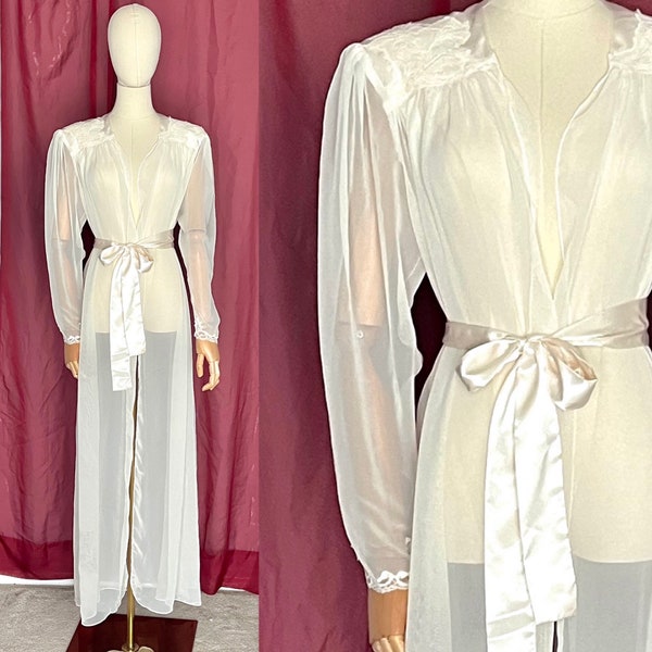 Lacy Sheer Robe, Caftan Kimono, Peignoir, Vintage Lingerie, Boudoir
