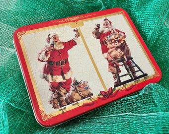 NOS Vintage Playing Cards, Coca Cola, Santa Claus, Boxed Tin, Deadstock 1994