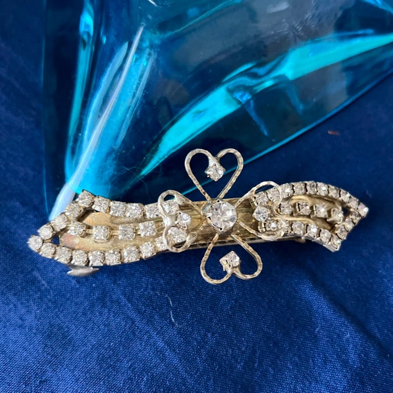 Hearts Rhinestone Bling Hair Clip, Sparkly Vintage Accessory