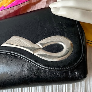 Vintage Vegan Clutch, Mod Abstract Design, Harry Levine, 60s 70s, Faux Leather Purse image 1