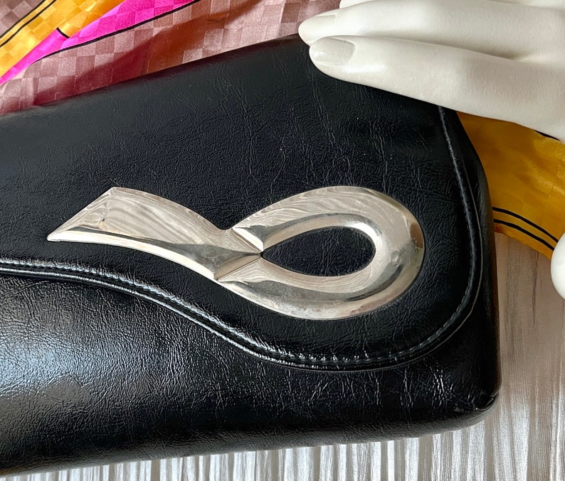 Vintage Vegan Clutch, Mod Abstract Design, Harry Levine, 60s 70s, Faux Leather Purse image 1