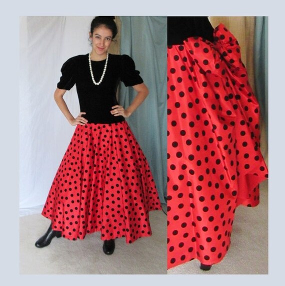 Polka Dot Dress, Big Bow Bustle, Puff Sleeves, Pin
