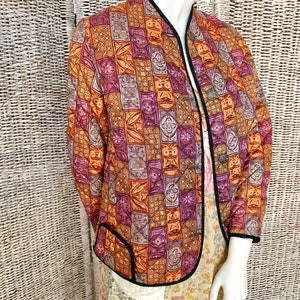 Quilted Jacket, Blazer, Geometric, Metal Buttons, Vintage 90s image 1