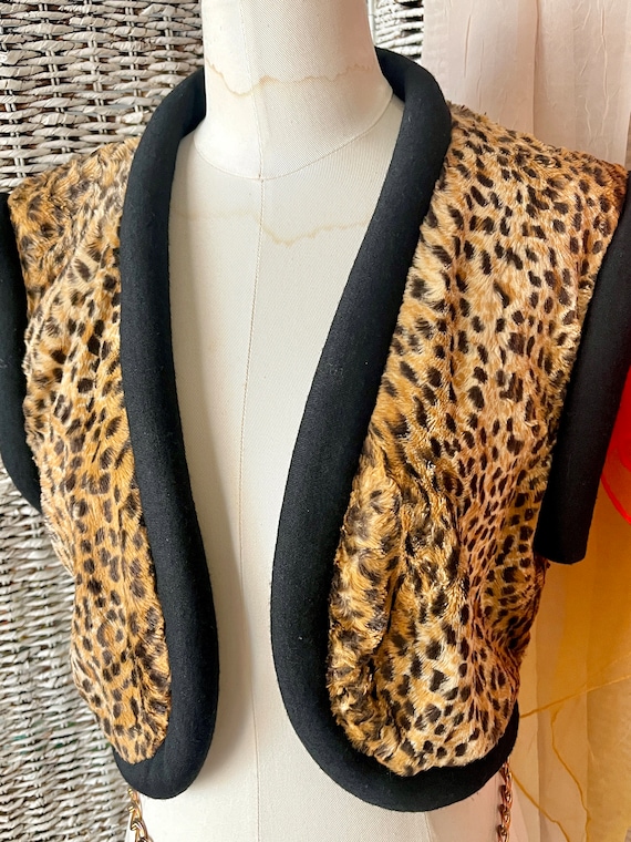 Cropped Bolero Vest, Animal Print, Cheetah, Leopar