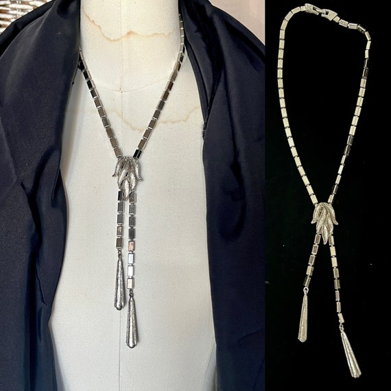 Vintage Statement Necklace, Modernist, Box Chain,… - image 3