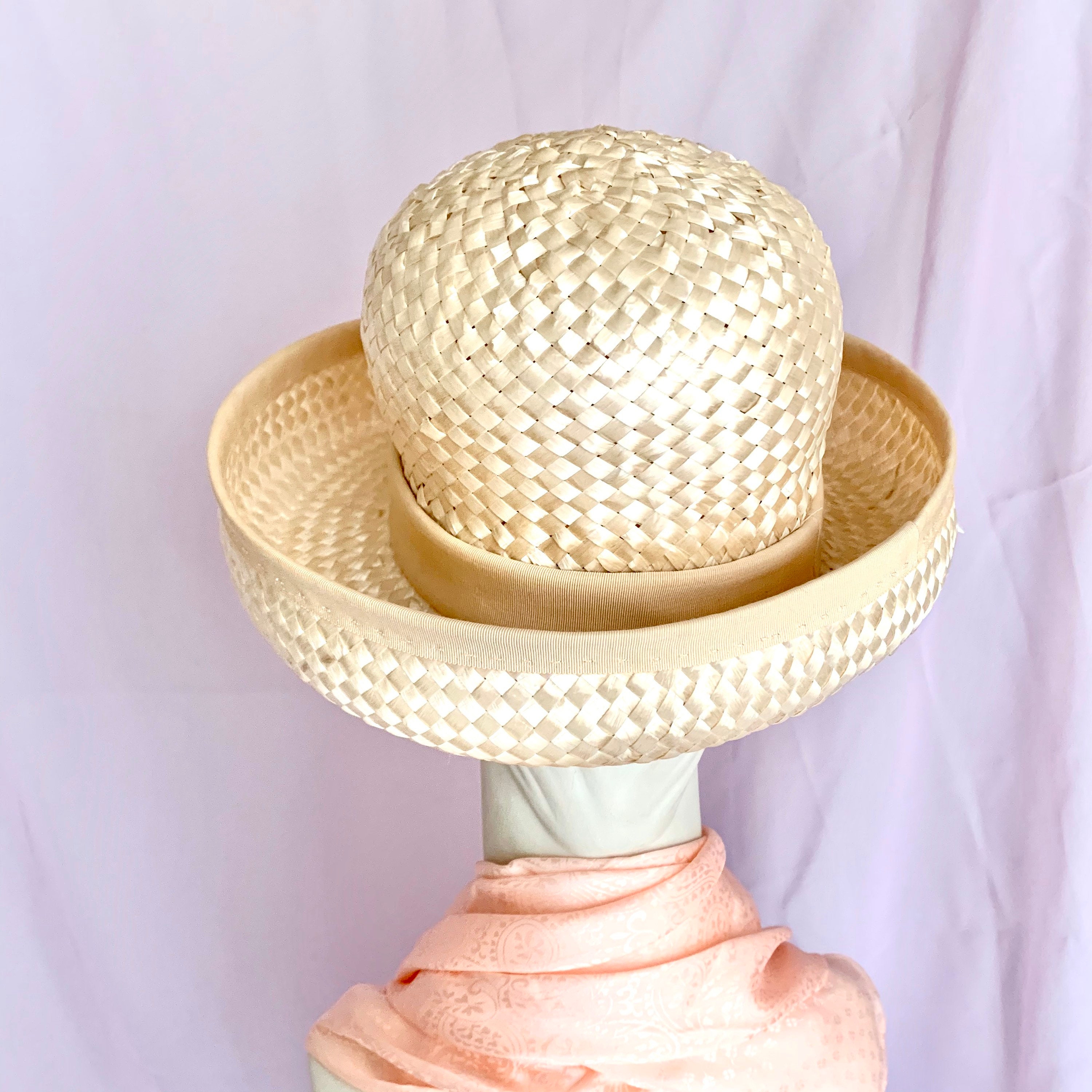 Vintage 60s Wide Brim Straw Hat, Mr. John, Summer, Cruise 