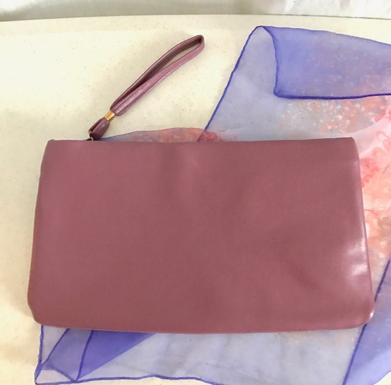 Vegan Faux Leather Clutch, Wristlet Purse, Ruffle… - image 3