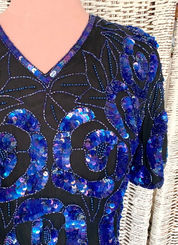 FABULOUS Sequin Top, Beaded, All Over Beads Sequi… - image 2