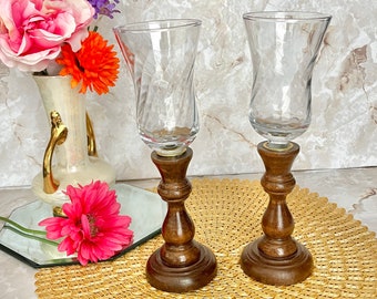 Dark Wood Candle Holders, Fluted Glass Cups, Candlesticks, Sustainable Living, Vintage Home Decor