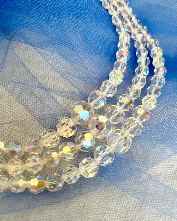 Vintage Statement Necklace, Iridescent Crystals, … - image 6