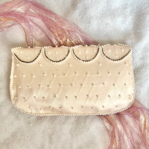 Vintage 40s 50s Clutch, Faux Pearls, Seed Beads, Bridal Wedding Prom image 4