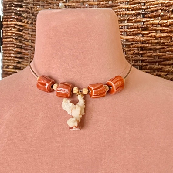 Natural Coral Sea Shell Necklace, Statement Jewel… - image 3