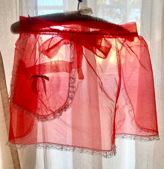 Happy Holiday Hostess Apron Sheer Red, White, Vin… - image 3