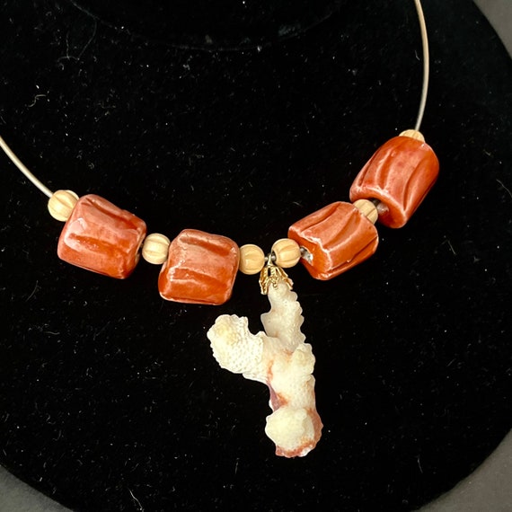 Natural Coral Sea Shell Necklace, Statement Jewel… - image 2