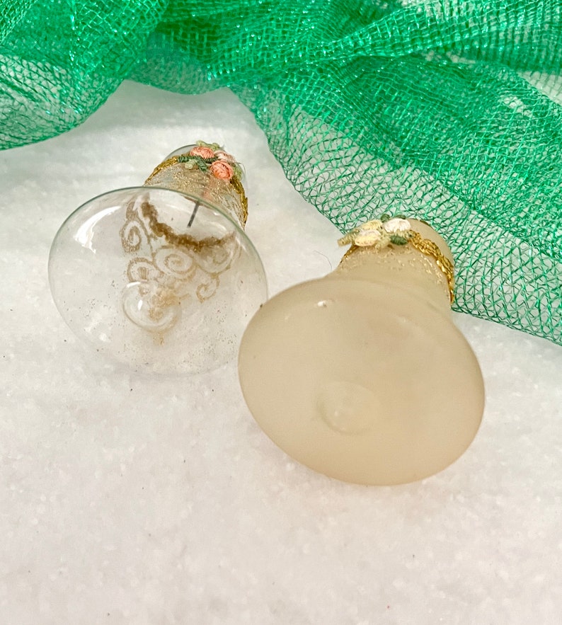 Vintage Glass Bell Ornaments, Lot 2, Holiday Decor, Christmas, Ornate Embellished image 5