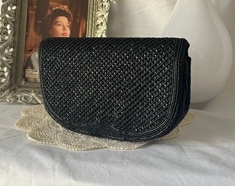 Glam Perlen Clutch, Vintage Waldorg, Abendtasche Cocktail Hochzeit