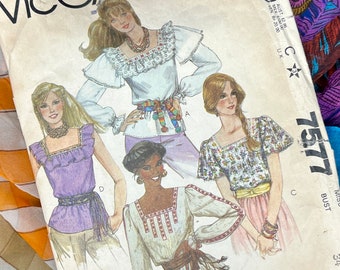 Vintage Sewing Pattern, Peasant Top, Hippie, Boho, McCalls, Complete with Instructions