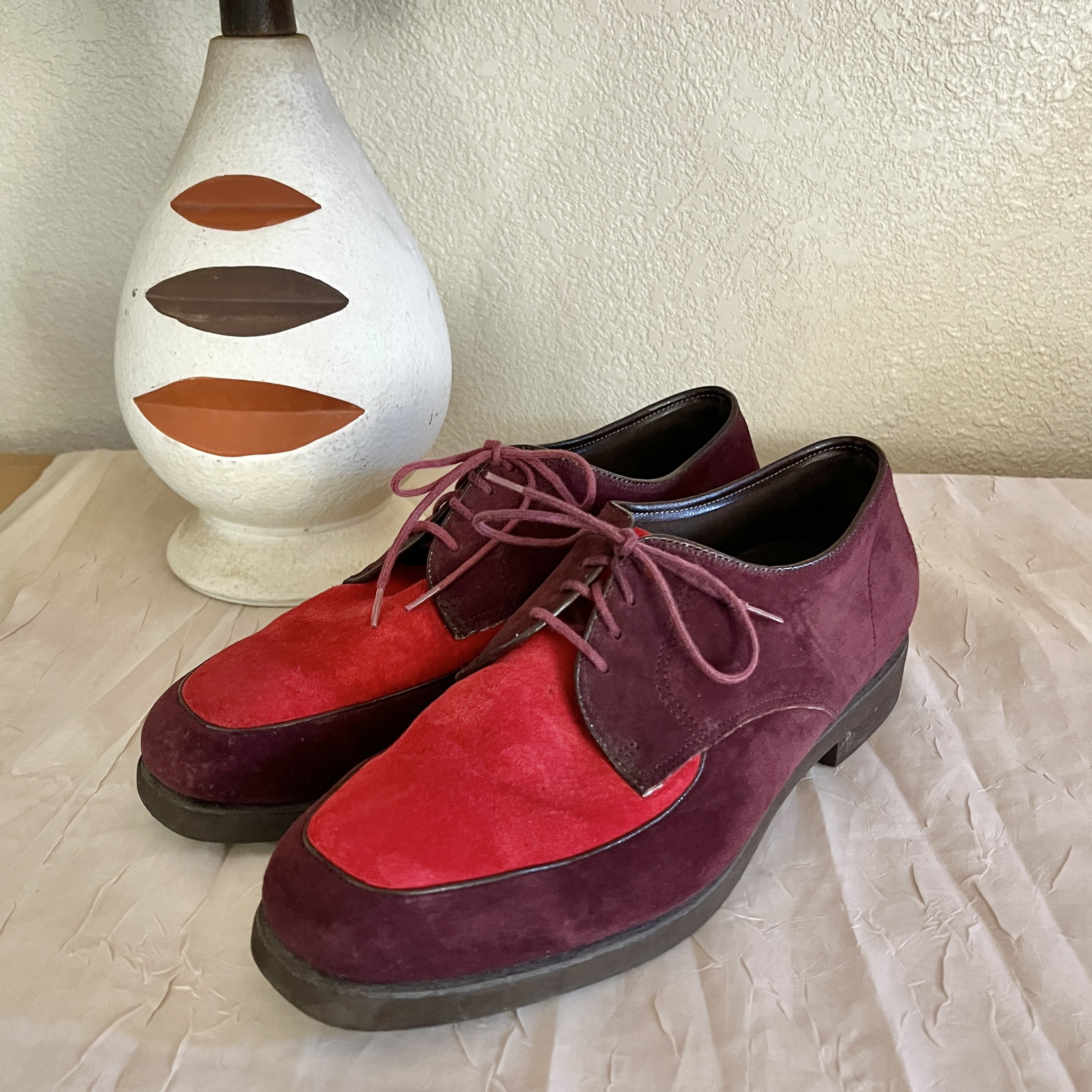 Hush Puppies Oxfords Suede Red Vintage Etsy