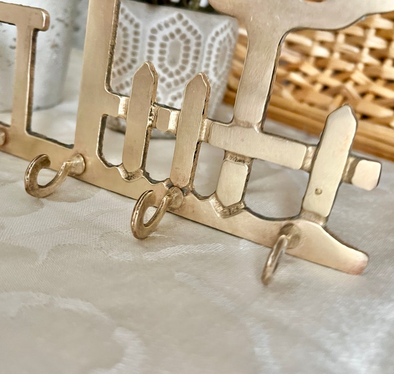 Brass Key Hanger, House Keys, Key Holder, Wall Hanging, Hooks, Vintage Home Decor image 5