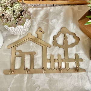 Brass Key Hanger, House Keys, Key Holder, Wall Hanging, Hooks, Vintage Home Decor image 3