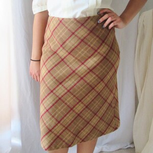 Pencil Skirt, Plaid Wool Blend, J Crew, Vintage 90s, High Waist, Preppy Prep School Girl Tartan, Size 4 image 3